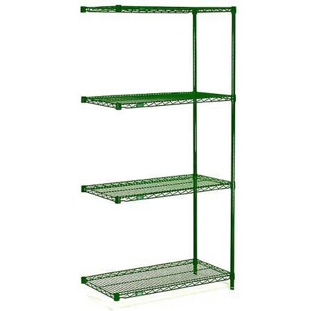 Nexel Wire Shelving Add-On, Green Epoxy, 42W X 24D X 86H A24428G